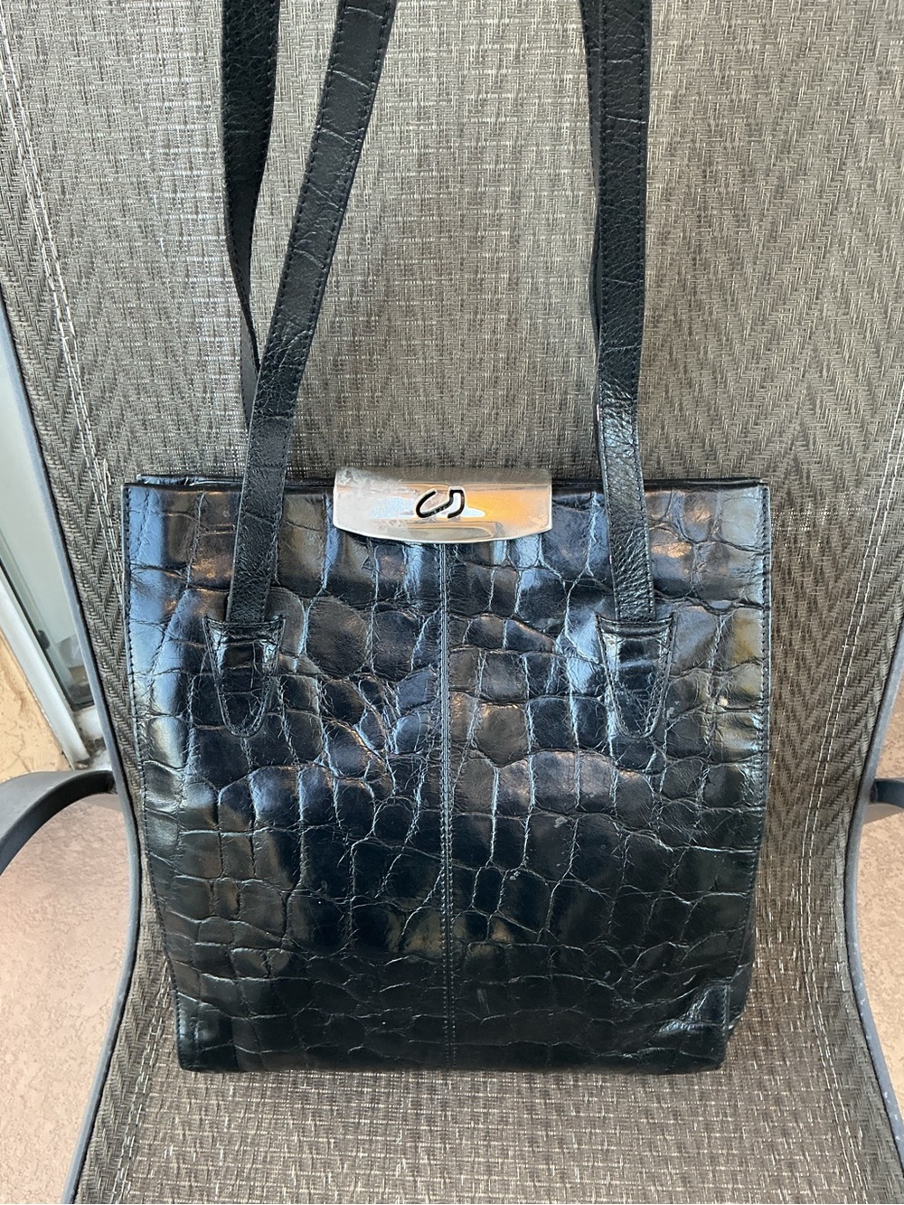 Condor Vintage Black Alligator Leather Tote Bag